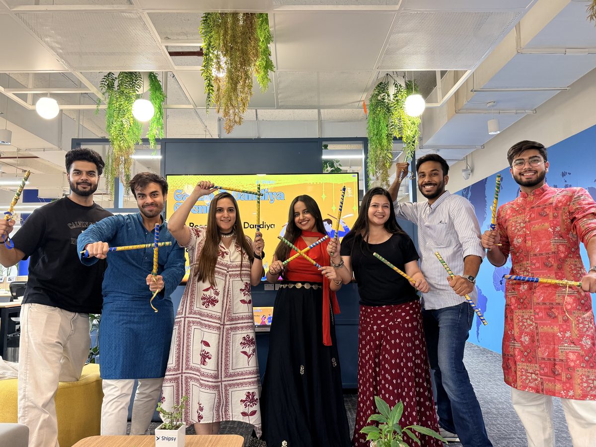 Shipsy team celebrating Garba together in the office