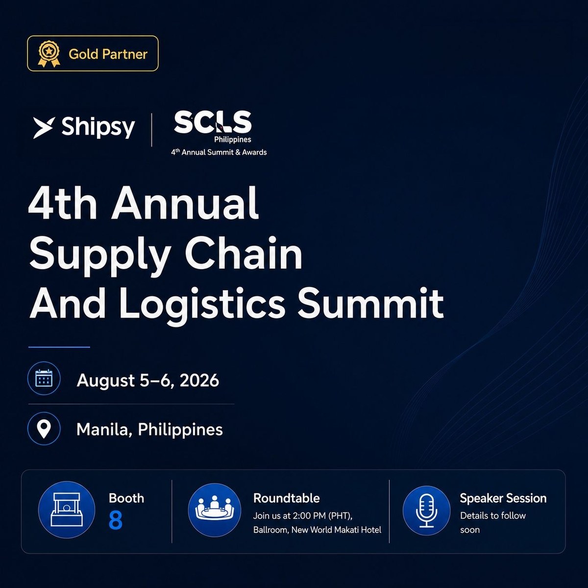 Shipsy at the 4th Annual Supply Chain & Logistics Summit — Philippines (SCLS), Manila, August 5–6 2026