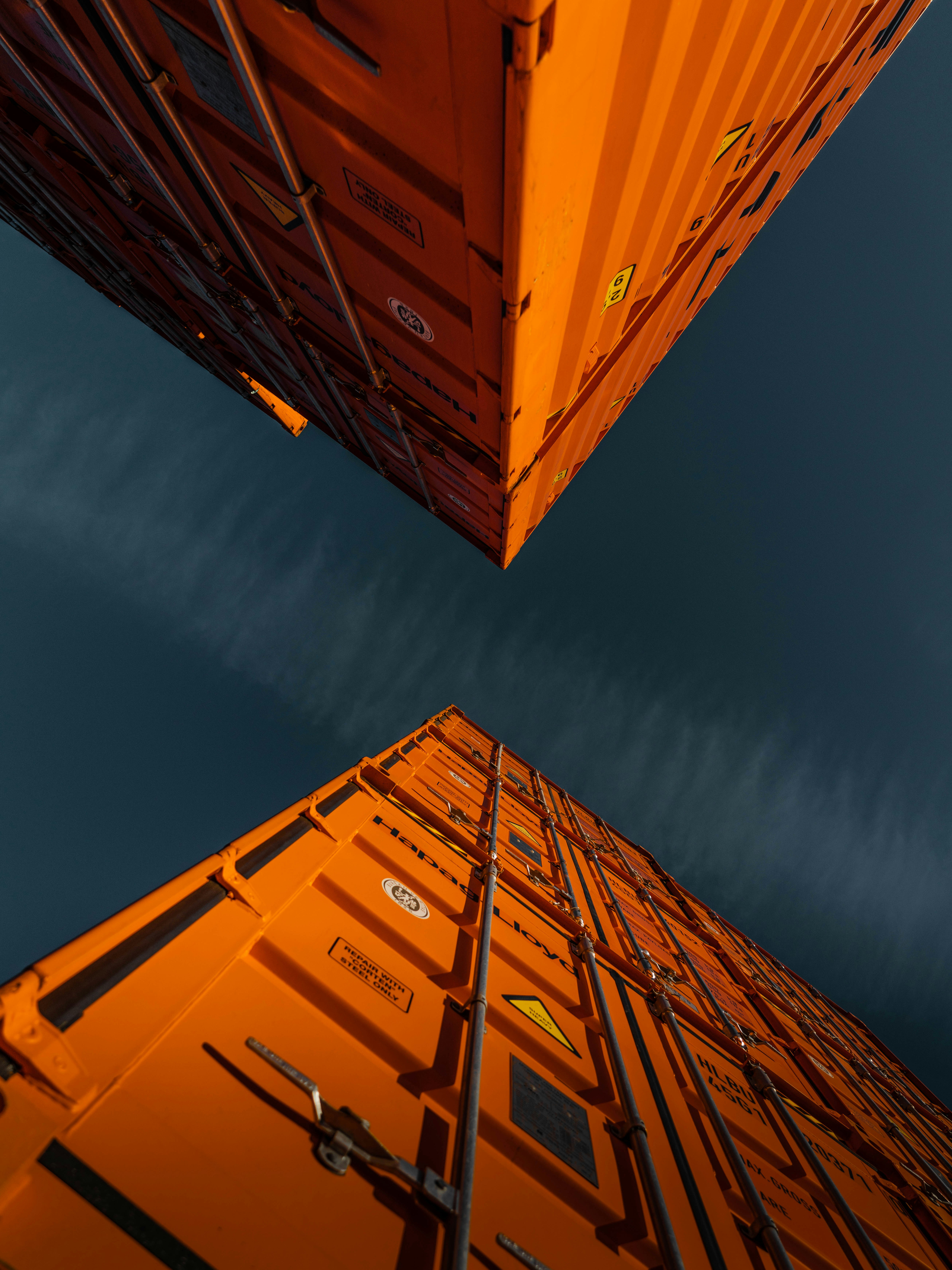 Stacked shipping containers