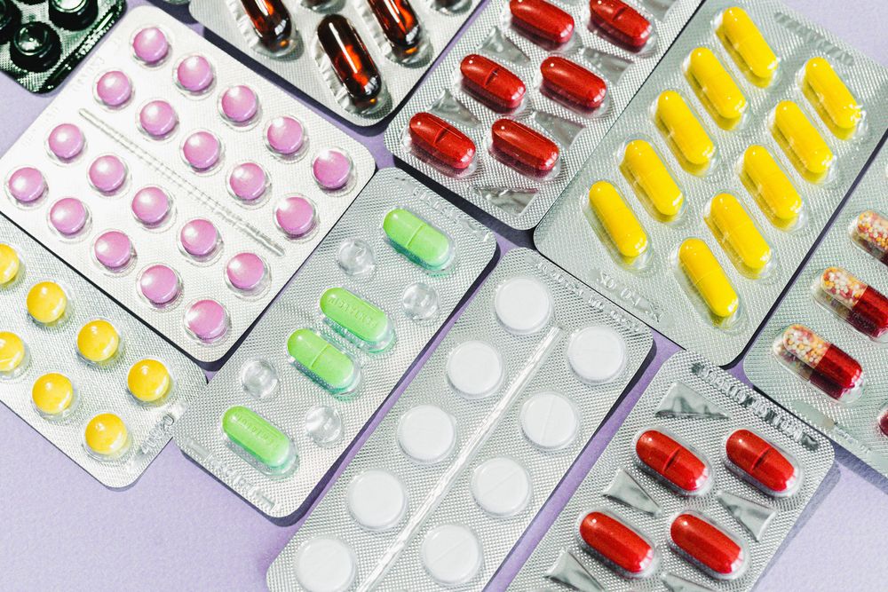Assorted prescription medicines in blister packs