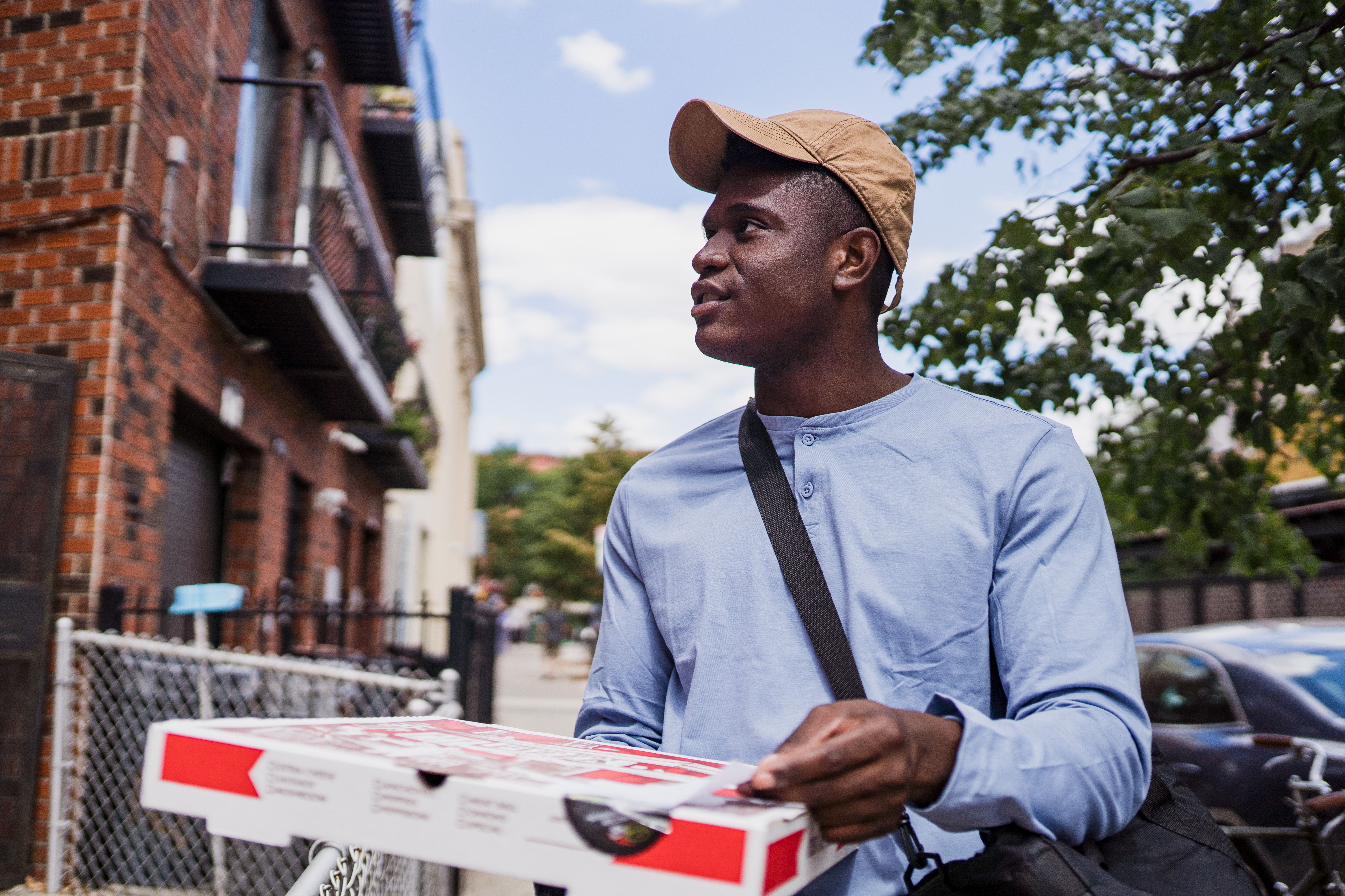 Courier delivering a food order