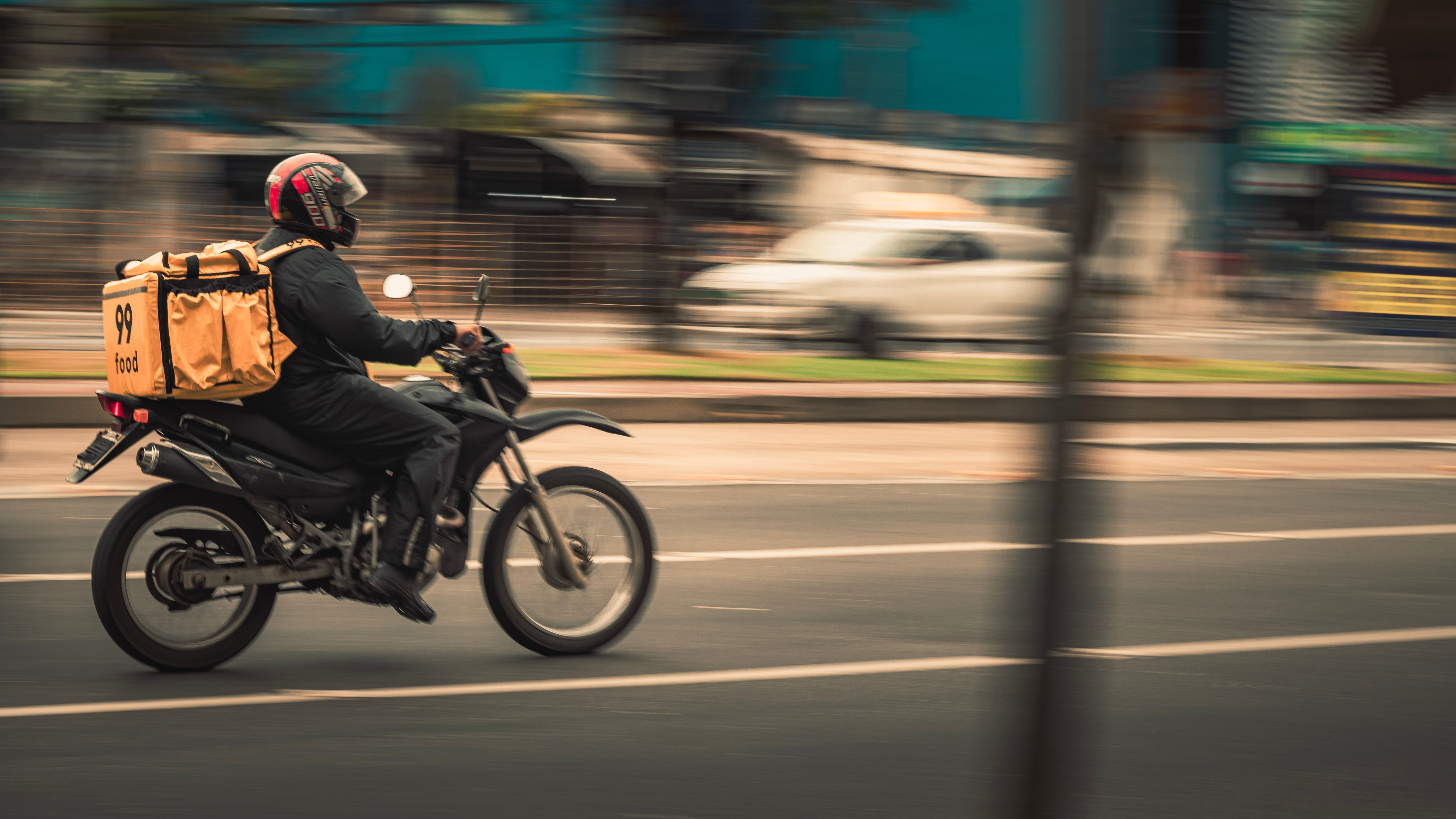 Delivery rider in transit