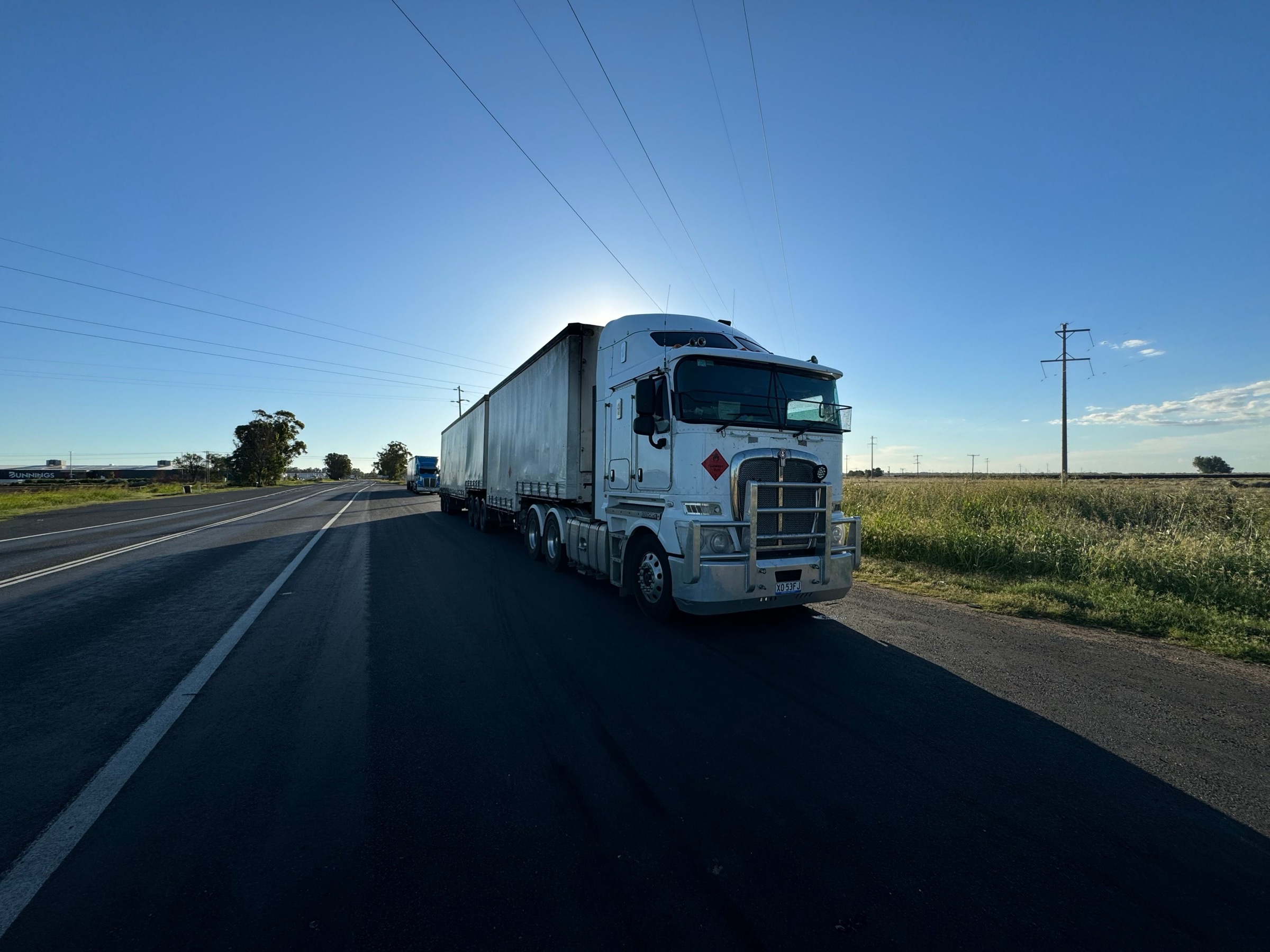 Freight trucks on an inter-city highway